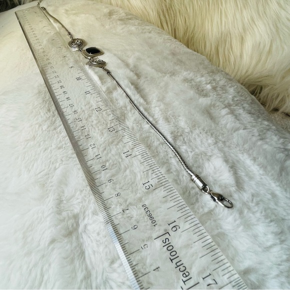 BRIGHTON|Black Onyx Clear Crystal Silver Tone 16-18” adjustable - Picture 10 of 13